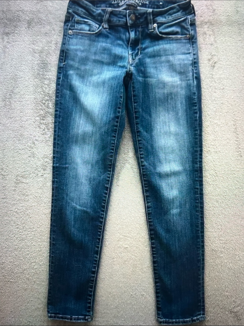 American Eagle Outfitters Dark Blue Skinny Jeans - Faded Wash